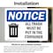 Signmission All Trash Must Be Put In The Container, 7 in W x Rectangle, Vinyl Decal OS-2PACK-NS-D-57-L-15225 - alternate 2